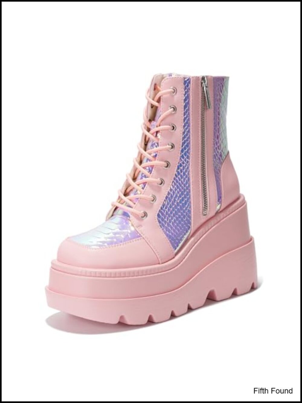 Platform Ankle Boots Chunky Block Heel Dual Closure Combat Mid-Top